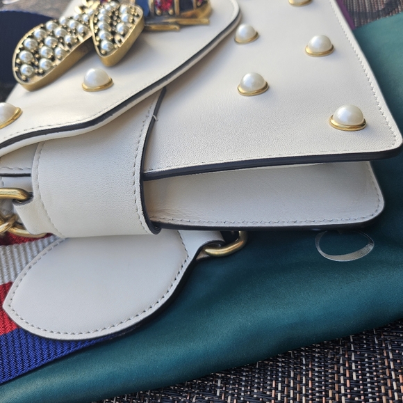 Gucci Bee Nappa Pearl Studded Mini Queen Margaret Broadway Shoulder Bag - Picture 8 of 16